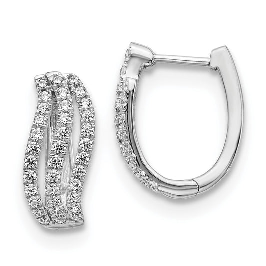 Solid 14k White Gold Simulated CZ Earrings