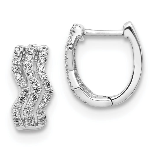 Solid 14k White Gold Simulated CZ Earrings