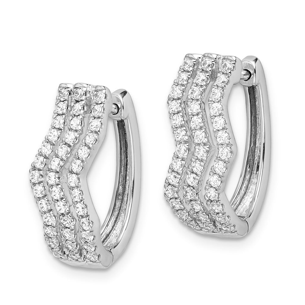Solid 14k White Gold Simulated CZ Earrings
