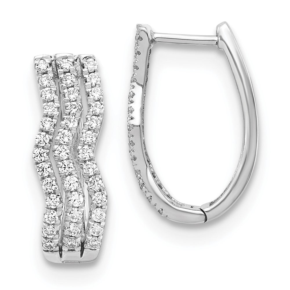 Solid 14k White Gold Simulated CZ Earrings
