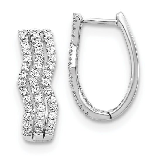 Solid 14k White Gold Simulated CZ Earrings