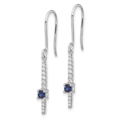 Solid 14k White Gold Simulated CZ and Sapphire Fancy Earrings