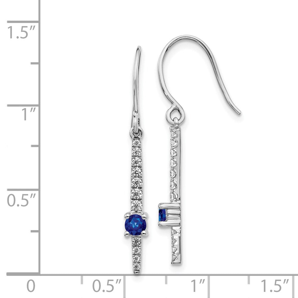 Solid 14k White Gold Simulated CZ and Sapphire Fancy Earrings