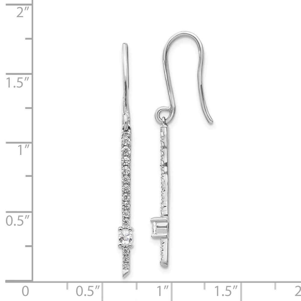 Solid 14k White Gold Simulated CZ Fancy Earrings