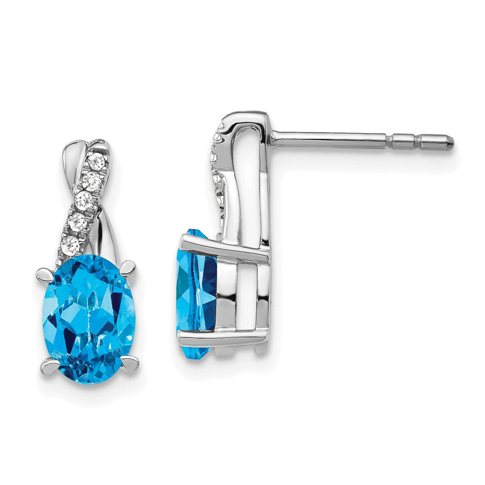14k White Gold Blue Topaz and Real Diamond Earrings EM4235-BT-006-WA