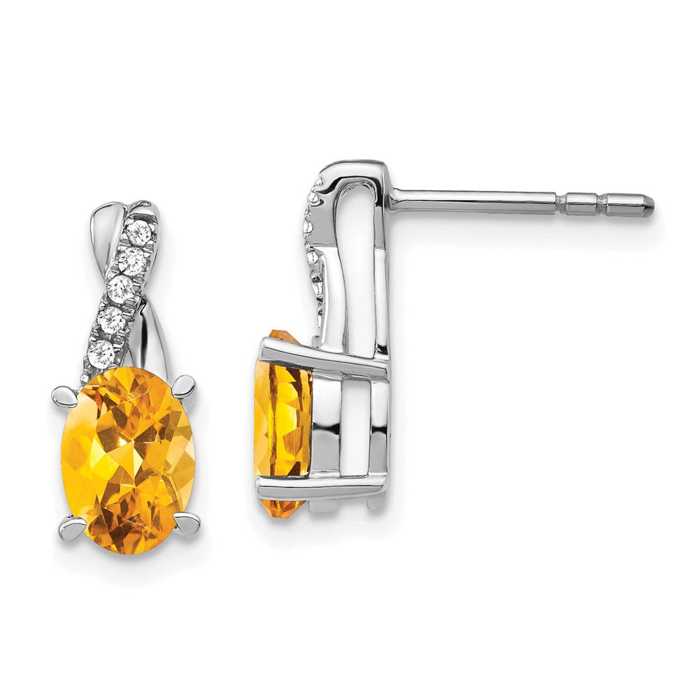 14k White Gold Citrine and Real Diamond Earrings EM4235-CI-006-WA