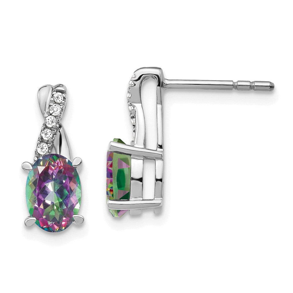 14k White Gold Mystic Fire Topaz and Real Diamond Earrings EM4235-FT-006-WA