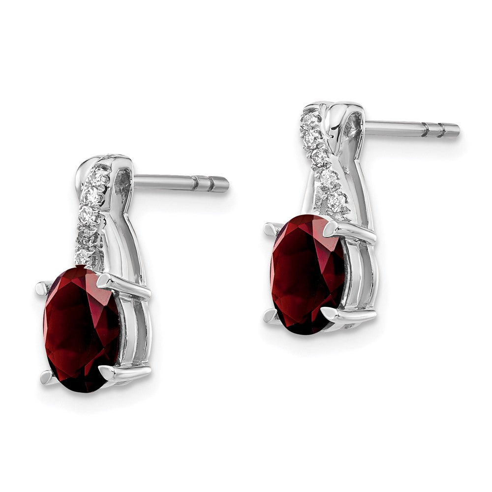 Solid 14k White Gold Simulated Garnet and CZ Earrings