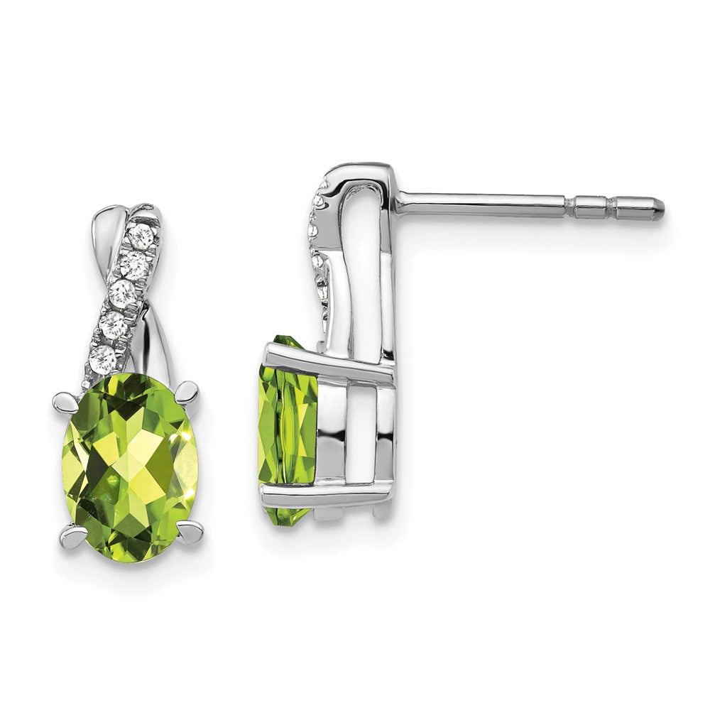 14k White Gold Peridot and Real Diamond Earrings EM4235-PE-006-WA