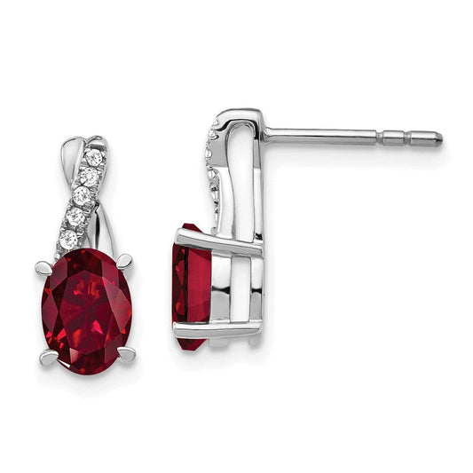 14k White Gold Ruby and Real Diamond Earrings EM4235-RU-006-WA