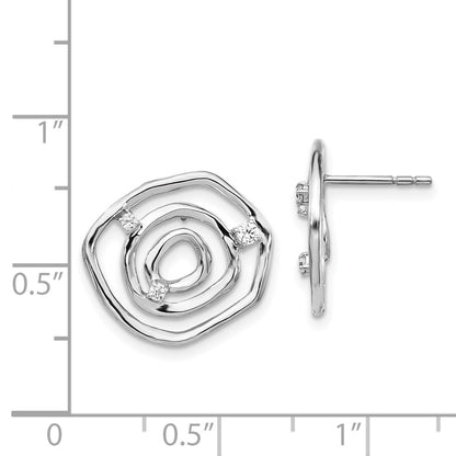 Solid 14k White Gold Simulated CZ Post Earrings