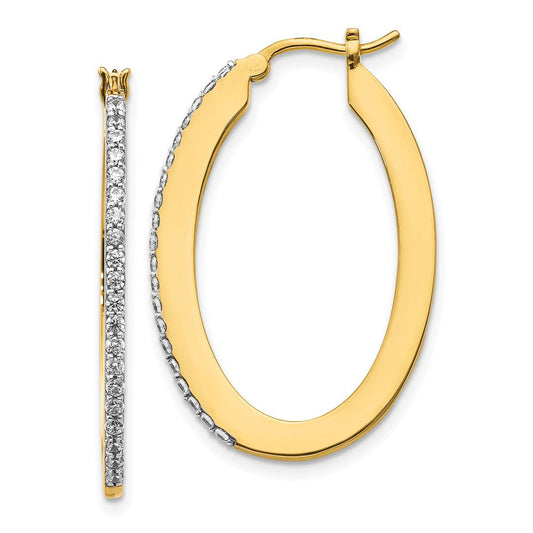 14k Yellow Gold Real Diamond Hoop Earrings EM4249-050-YA