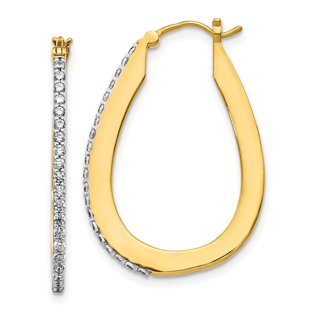 14k Yellow Gold Real Diamond Hoop Earrings EM4250-050-YA