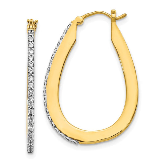 14k Yellow Gold Real Diamond Hoop Earrings EM4250-050-YA