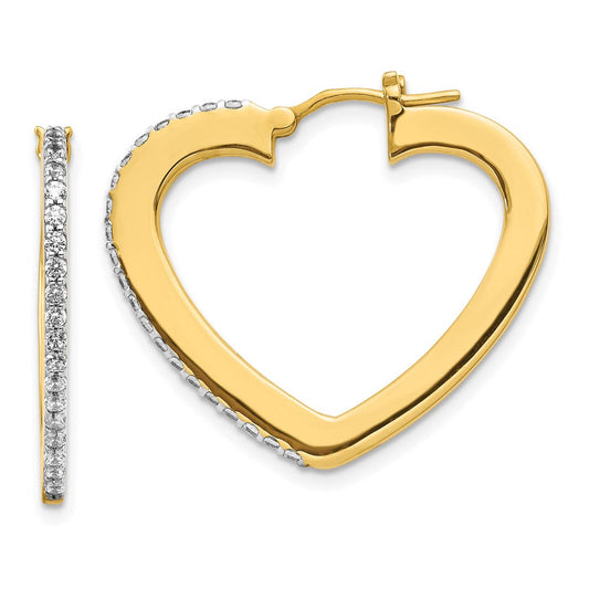 14k Yellow Gold Real Diamond Hoop Earrings EM4252-050-YA