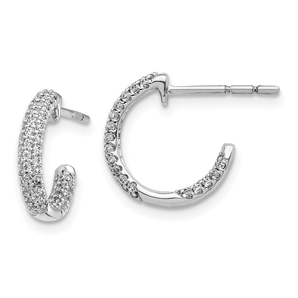 14k White Gold Real Diamond In/Out Hoop Post Earrings EM4256-050-WA