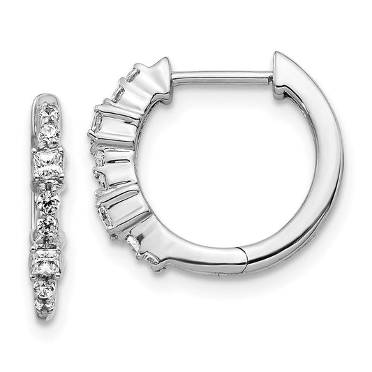 14k White Gold Real Diamond Hinged Hoop Earrings EM4257-025-WA