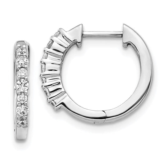 14k White Gold Real Diamond Hinged Hoop Earrings EM4258-025-WA