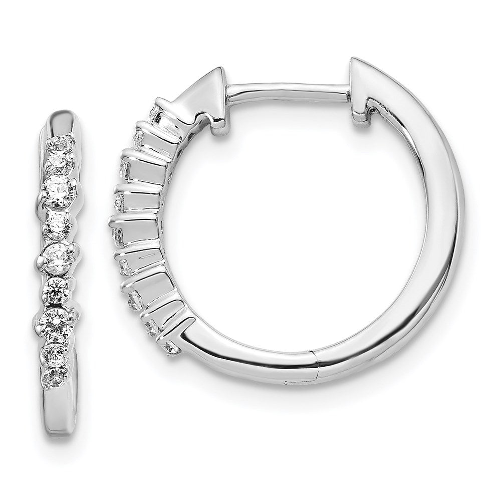14k White Gold Real Diamond Hinged Hoop Earrings EM4261-025-WA