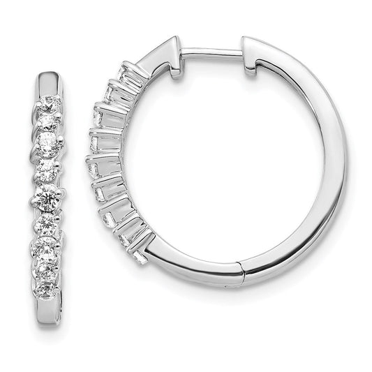 14k White Gold Real Diamond Hinged Hoop Earrings EM4261-050-WA