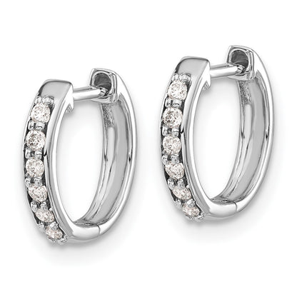 Solid 14k White Gold Simulated CZ Hinged Hoop Earrings