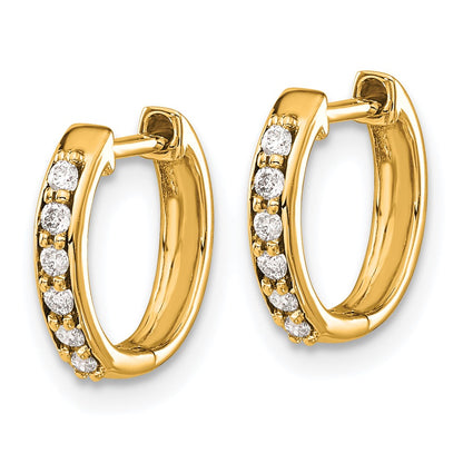 Solid 14k Yellow Gold Simulated CZ Hinged Hoop Earrings
