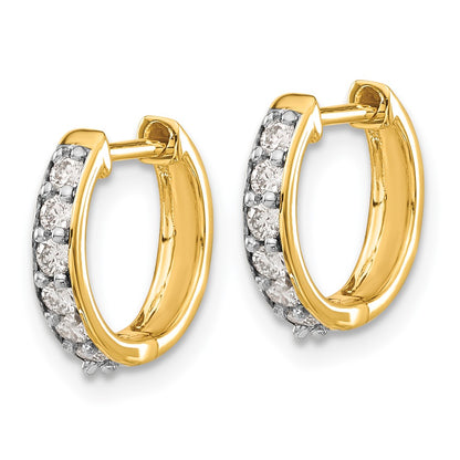Solid 14k Yellow Gold Simulated CZ Hinged Hoop Earrings