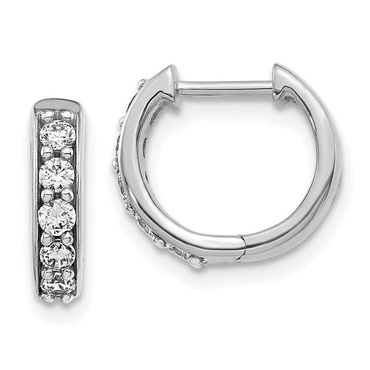 14k White Gold Real Diamond Hinged Hoop Earrings EM4263-033-WA