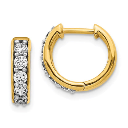 14k Yellow Gold Real Diamond Hinged Hoop Earrings EM4263-050-YA