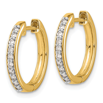 Solid 14k Yellow Gold Simulated CZ Hinged Hoop Earrings