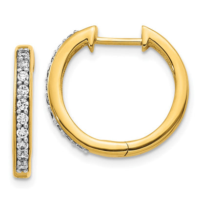 Solid 14k Yellow Gold Simulated CZ Hinged Hoop Earrings