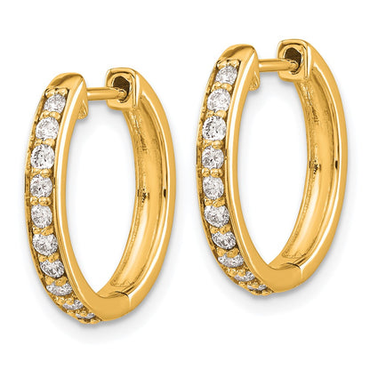 Solid 14k Yellow Gold Simulated CZ Hinged Hoop Earrings
