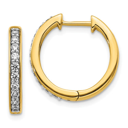 Solid 14k Yellow Gold Simulated CZ Hinged Hoop Earrings
