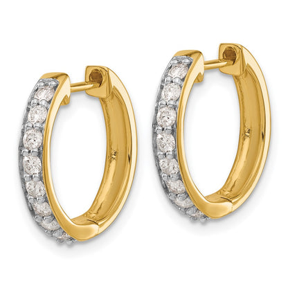 Solid 14k Yellow Gold Simulated CZ Hinged Hoop Earrings