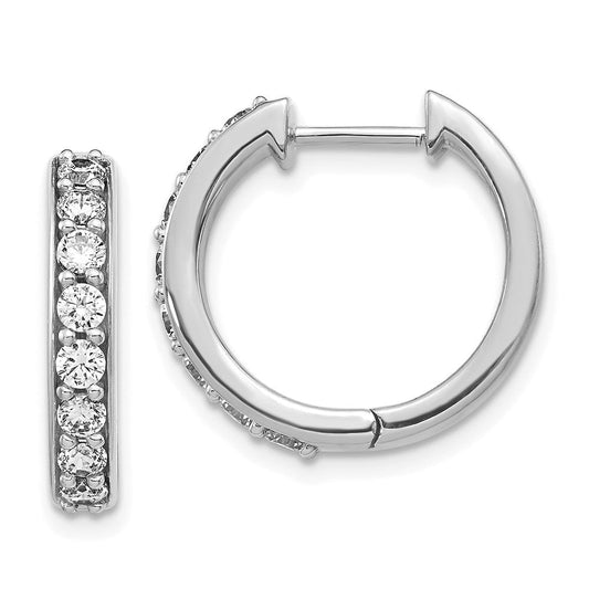 14k White Gold Real Diamond Hinged Hoop Earrings EM4264-080-WA