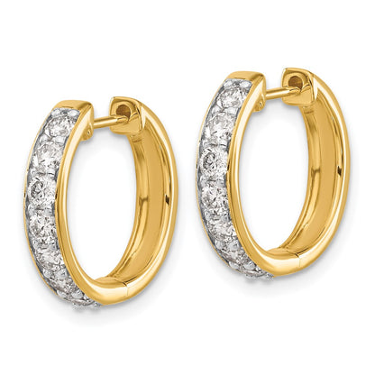 Solid 14k Yellow Gold Simulated CZ Hinged Hoop Earrings