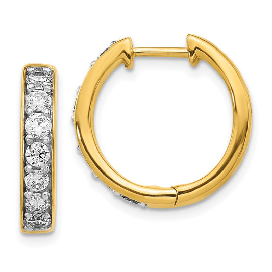 14k Yellow Gold Real Diamond Hinged Hoop Earrings EM4264-100-YA