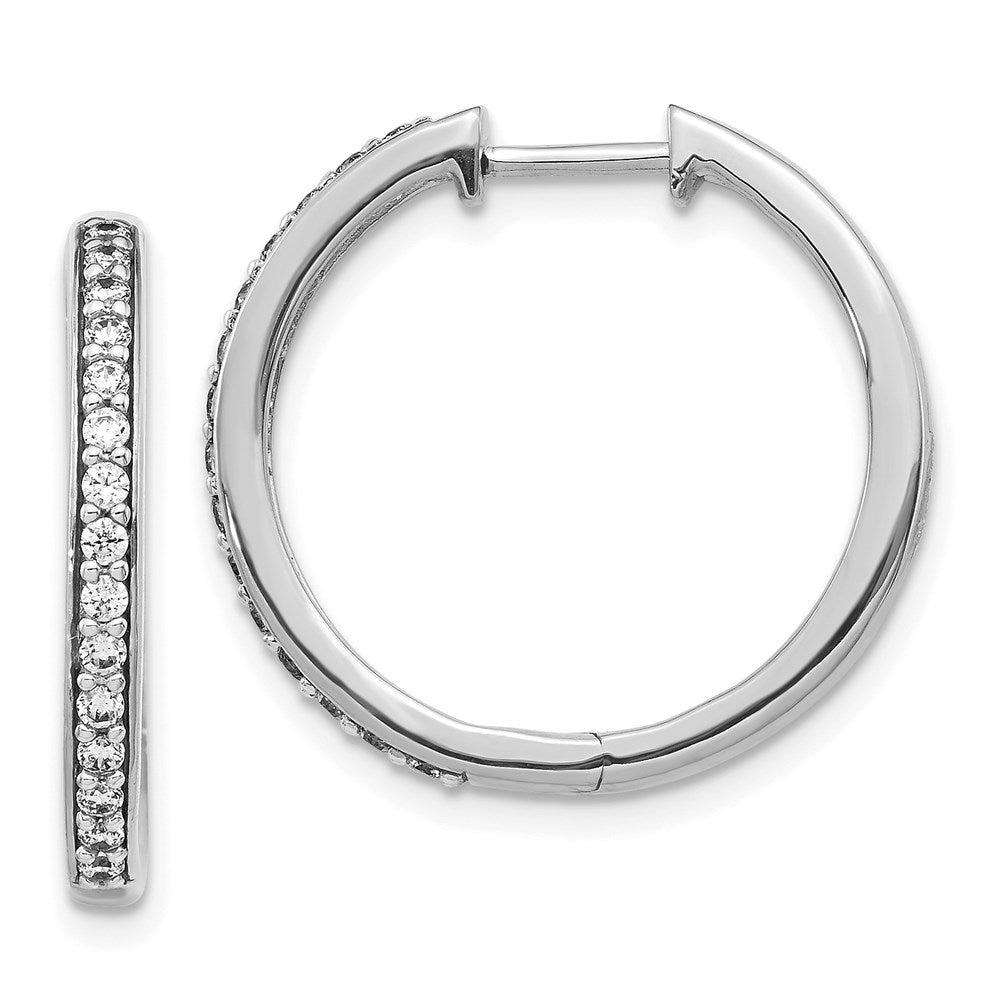 14k White Gold Real Diamond Hinged Hoop Earrings EM4265-033-WA