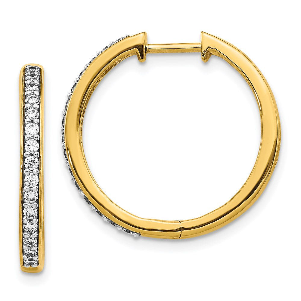 14k Yellow Gold Real Diamond Hinged Hoop Earrings EM4265-033-YA