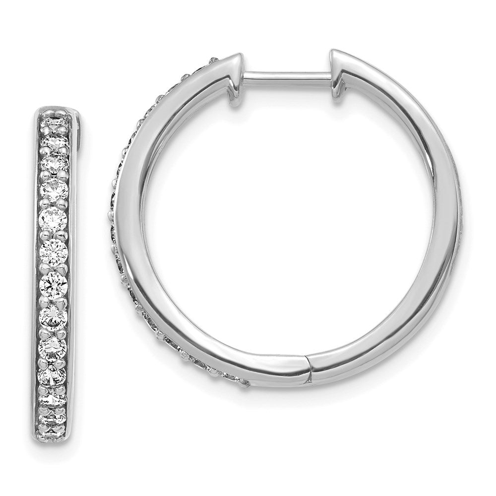 14k White Gold Real Diamond Hinged Hoop Earrings EM4265-060-WA