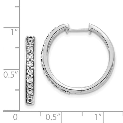 Solid 14k White Gold Simulated CZ Hoop Earrings