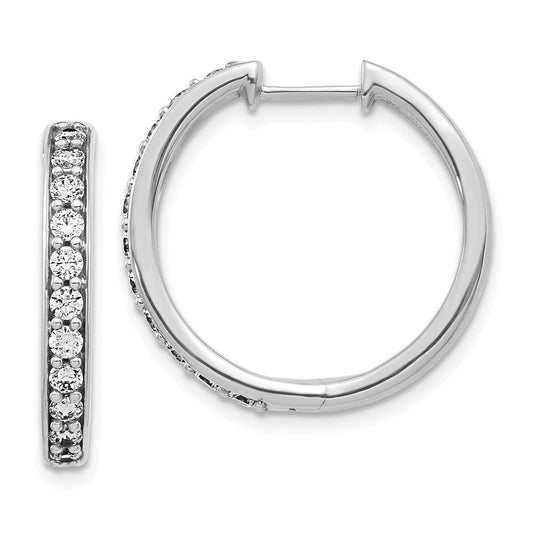 14k White Gold Real Diamond Hoop Earrings EM4265-075-WA