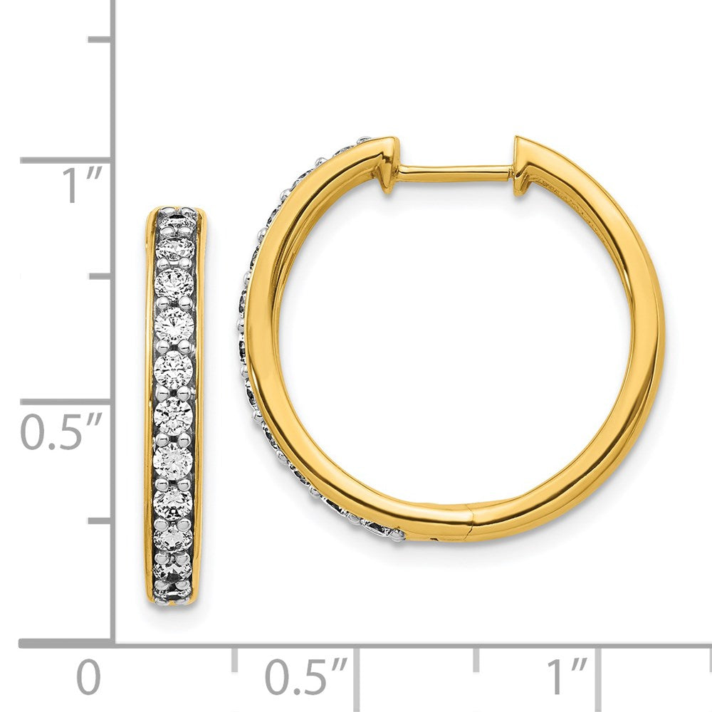Solid 14k Yellow Gold Simulated CZ Hoop Earrings