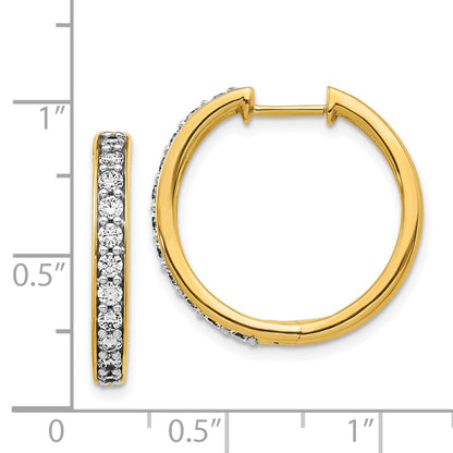 Solid 14k Yellow Gold Simulated CZ Hoop Earrings
