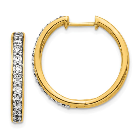 Solid 14k Yellow Gold Simulated CZ Hoop Earrings