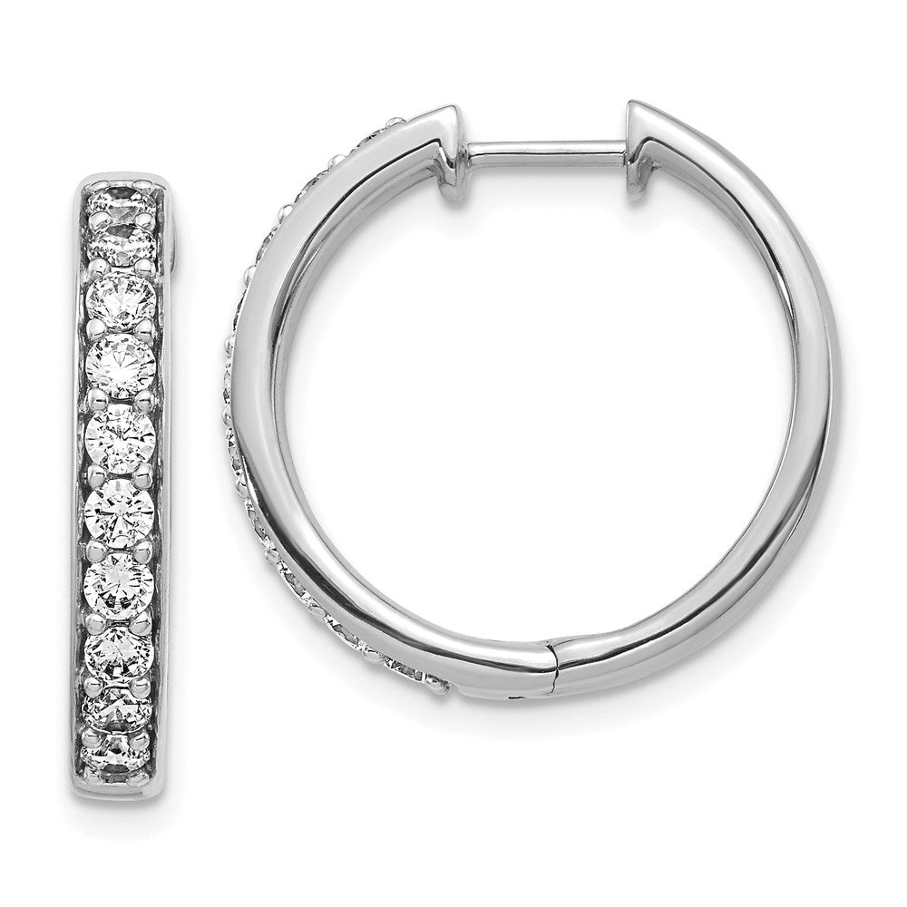14k White Gold Real Diamond Hinged Hoop Earrings EM4265-100-WA