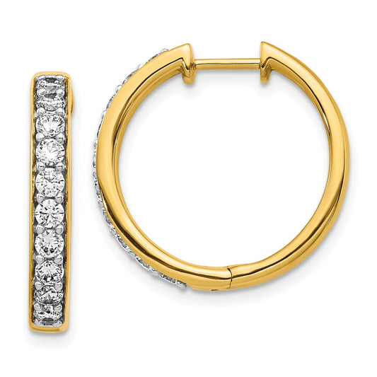 14k Yellow Gold Real Diamond Hinged Hoop Earrings EM4265-100-YA