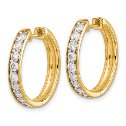 Solid 14k Yellow Gold Simulated CZ Hinged Hoop Earrings