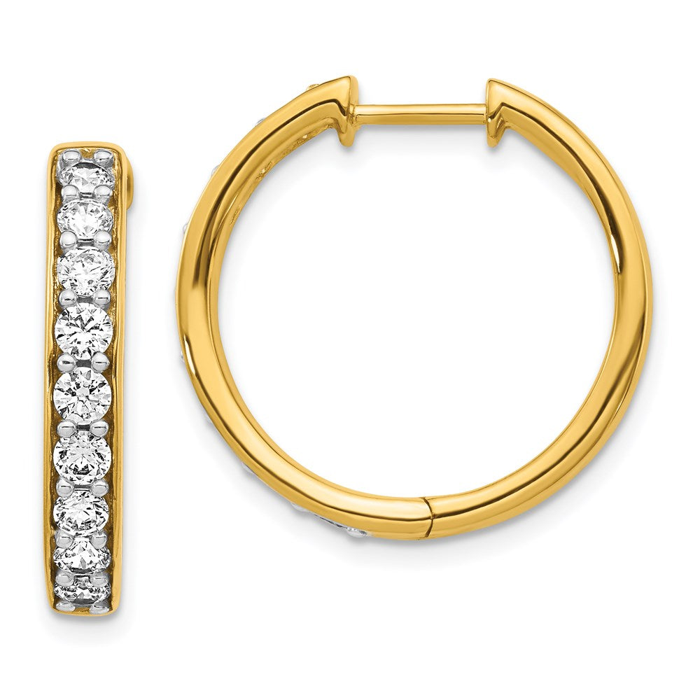 14k Yellow Gold Real Diamond Hinged Hoop Earrings EM4265-125-YA