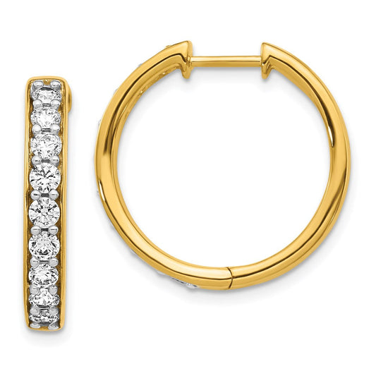 14k Yellow Gold Real Diamond Hinged Hoop Earrings EM4265-125-YA